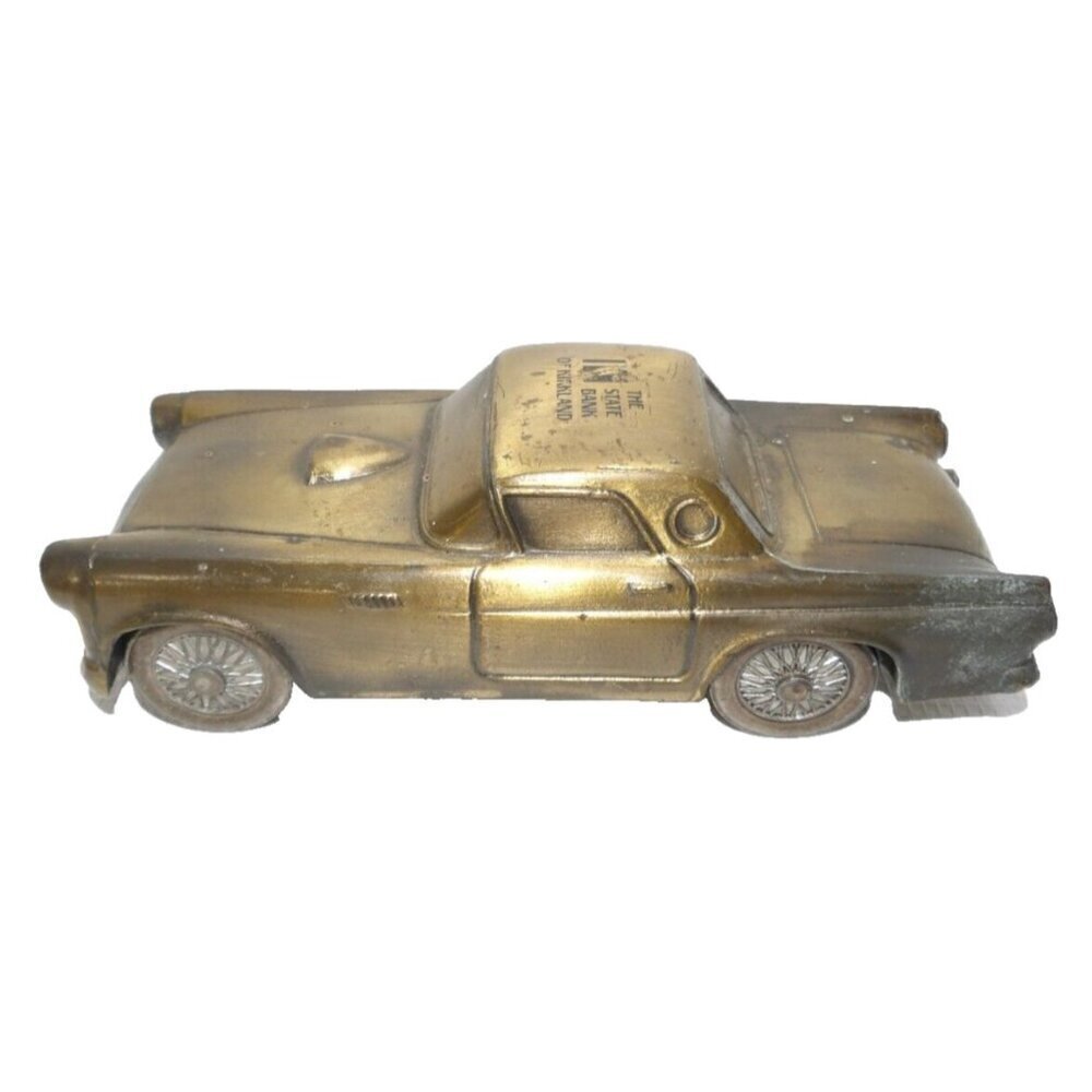 BANTHRICO vintage 1974 metal bill, coin bank T-Bird 7" long State Bank Kirkland